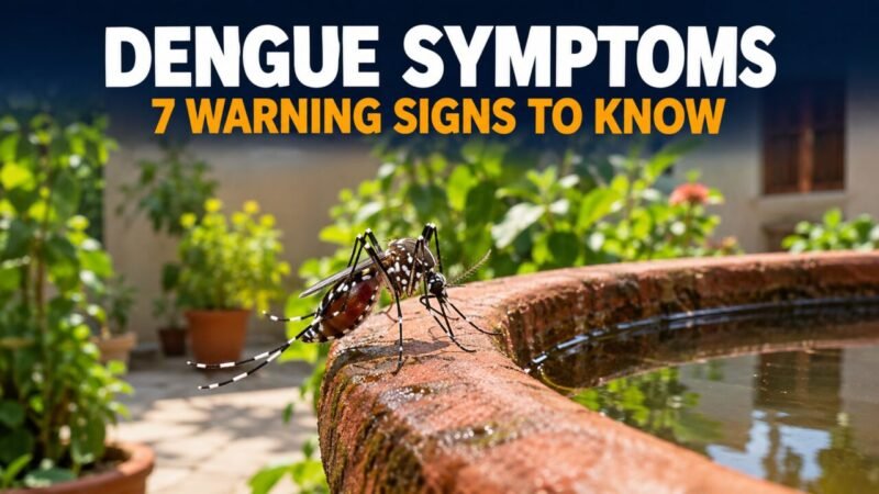 Dengue symptoms warning: Aedes mosquito on a water-filled flower pot