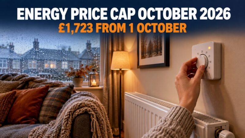 Energy price cap October 2026: thermostat in a British home on a rainy autumn day