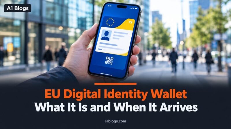 EU Digital Identity Wallet, smartphone showing a digital ID card