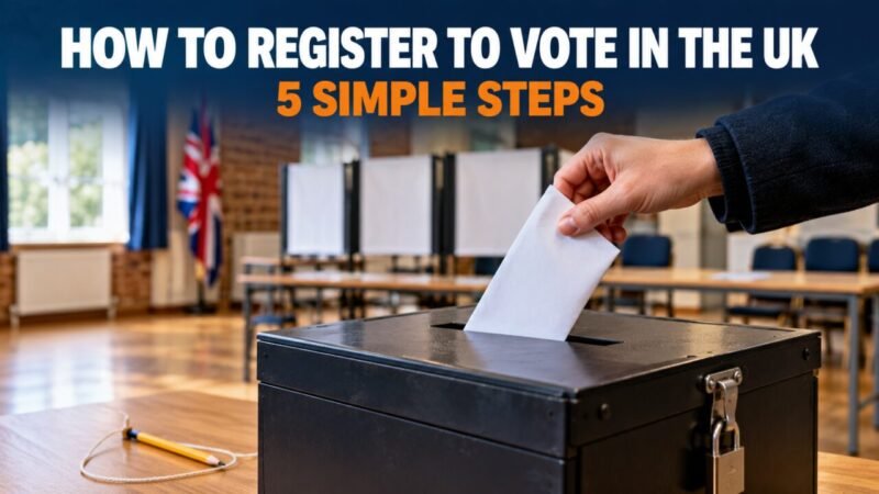 How to register to vote in the UK: ballot paper going into a ballot box