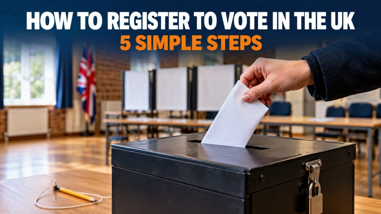 How to register to vote in the UK: ballot paper going into a ballot box