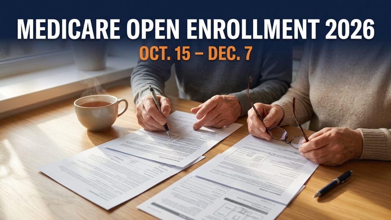 Medicare open enrollment: couple comparing plan documents