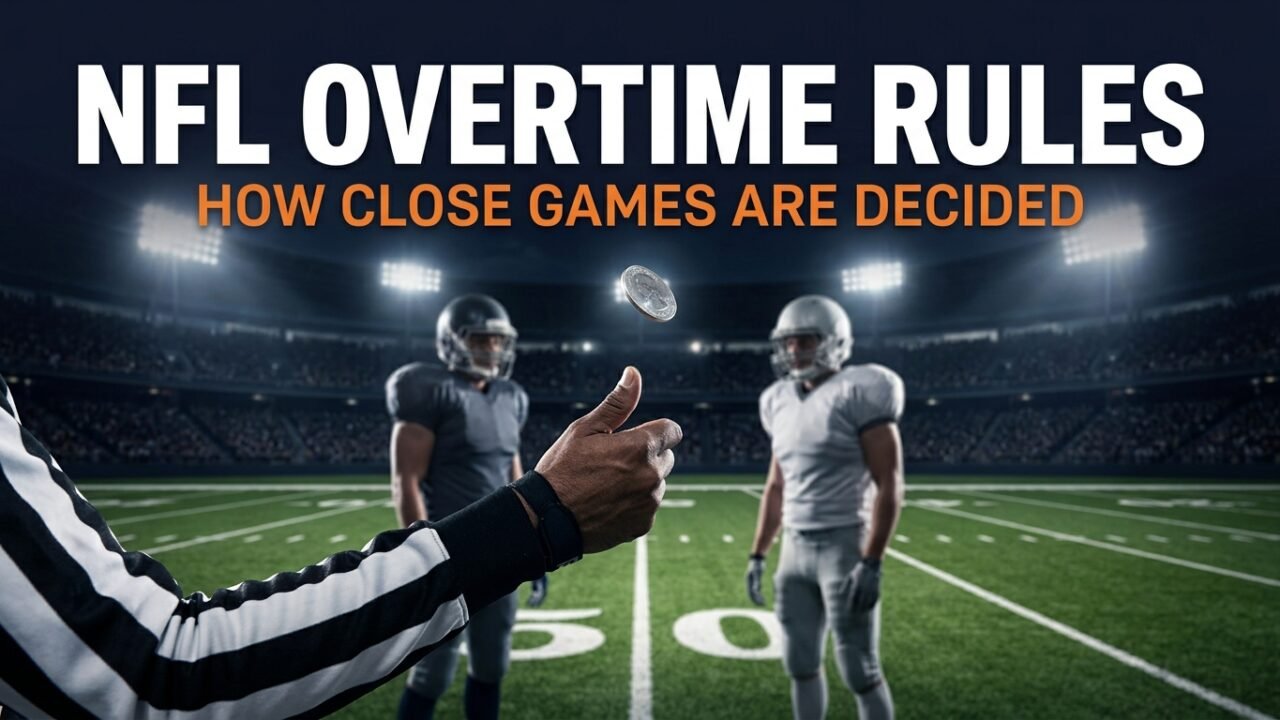 NFL overtime rules: referee flipping a coin at midfield