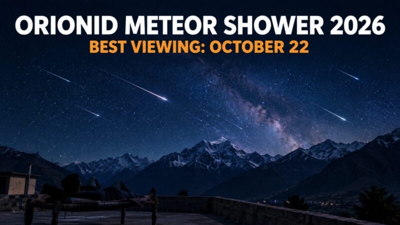 Orionid meteor shower 2026 meteors streaking over mountains at night