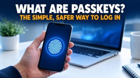 What are passkeys: smartphone showing a fingerprint sign-in screen