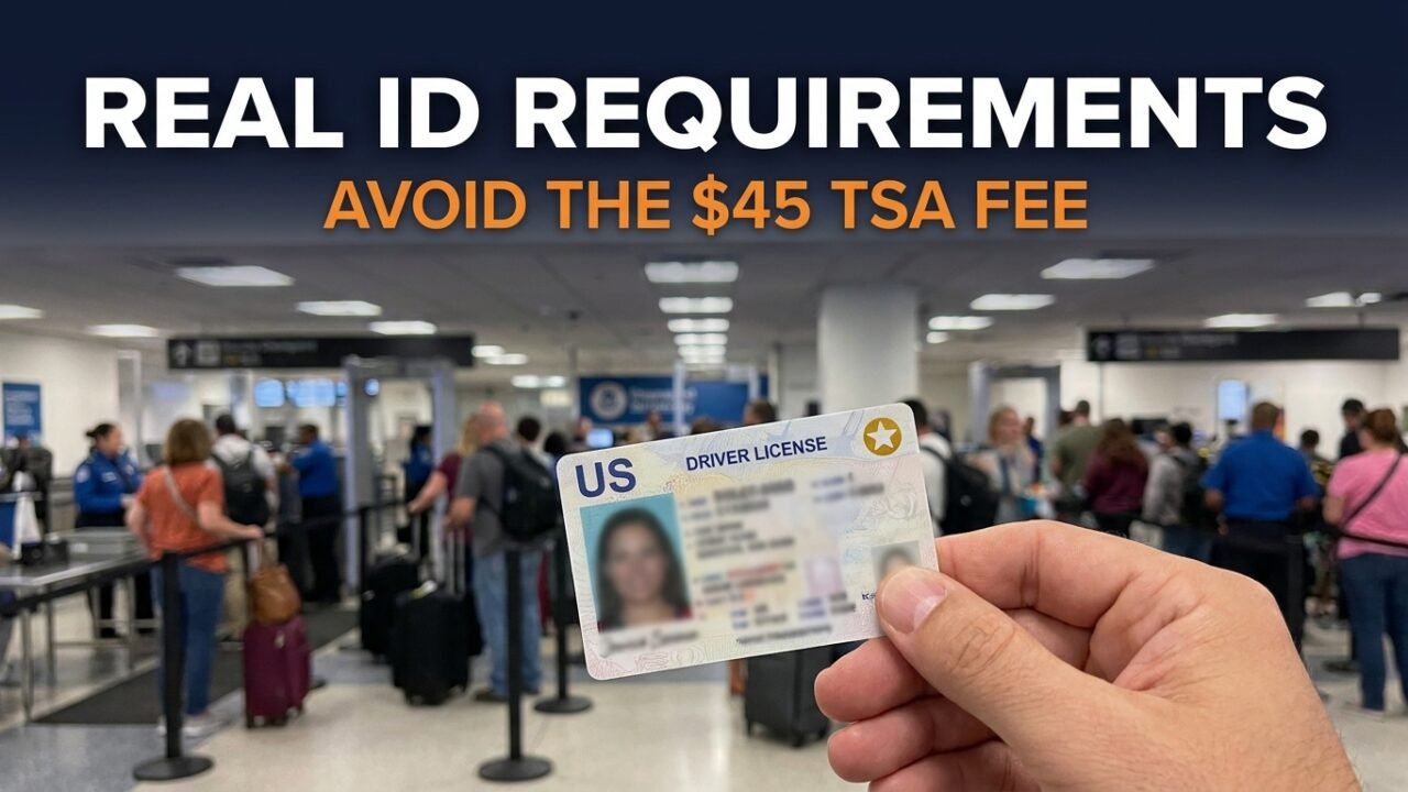 REAL ID requirements: hand holding a REAL ID driver license at the airport