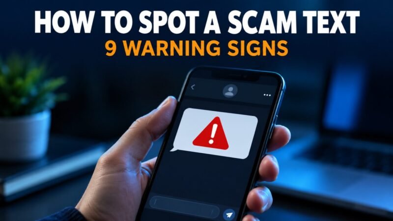 How to spot a scam text: smartphone showing a warning alert