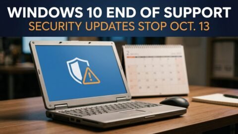 Windows 10 end of support: laptop showing a security warning