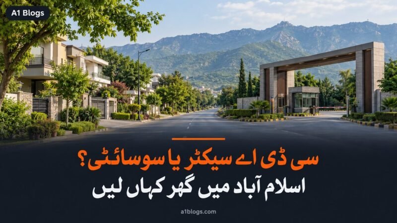 سی ڈی اے سیکٹرز اور پرائیویٹ سوسائٹی، اسلام آباد کی سرسبز گلی اور نئی سوسائٹی کا گیٹ