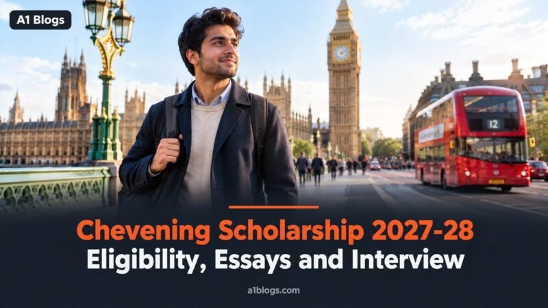 Chevening Scholarship, student with a scholarship guide in front of London landmarks