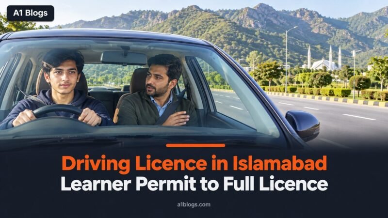 Driving licence in Islamabad, learner driver with instructor on an Islamabad road
