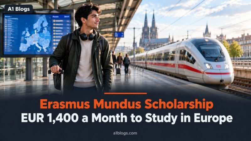 Erasmus Mundus scholarship, student travelling between European cities by train
