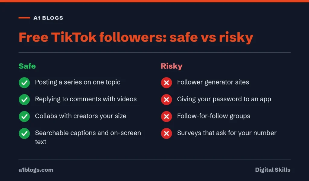 Free TikTok followers: safe methods compared with risky follower apps