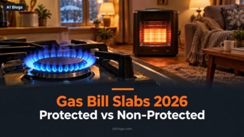 Gas bill slabs, blue gas flame on a stove with a gas heater in a winter room