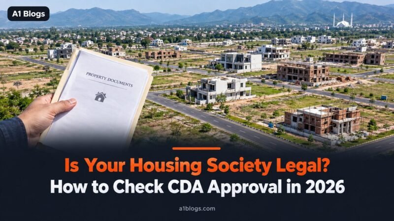 CDA approved housing societies, aerial view of a new housing society in Islamabad with property documents